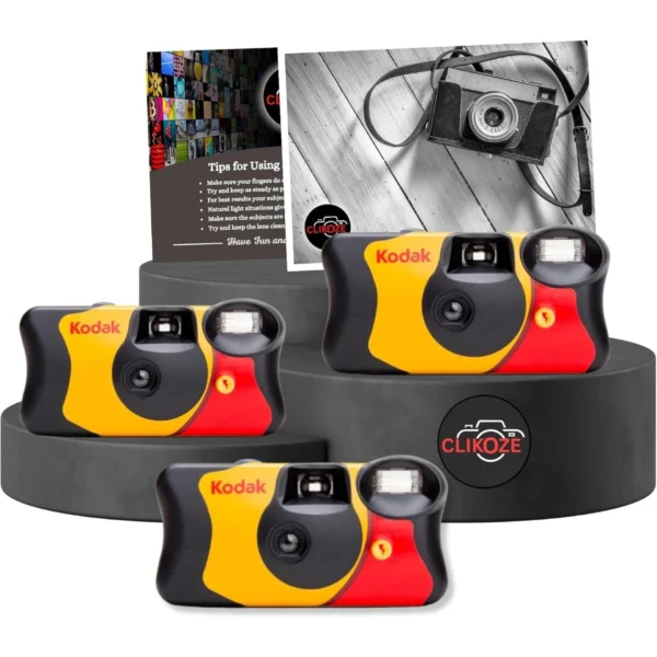 Disposable camera multipack with Kodak FunSaver and built-in flash