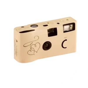 Vintage wedding disposable camera with built-in flash
