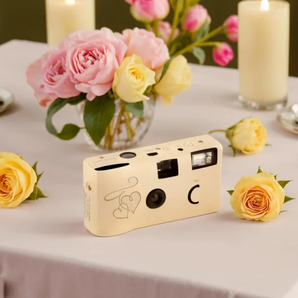 Stylish paper-wrapped disposable camera for party favors
